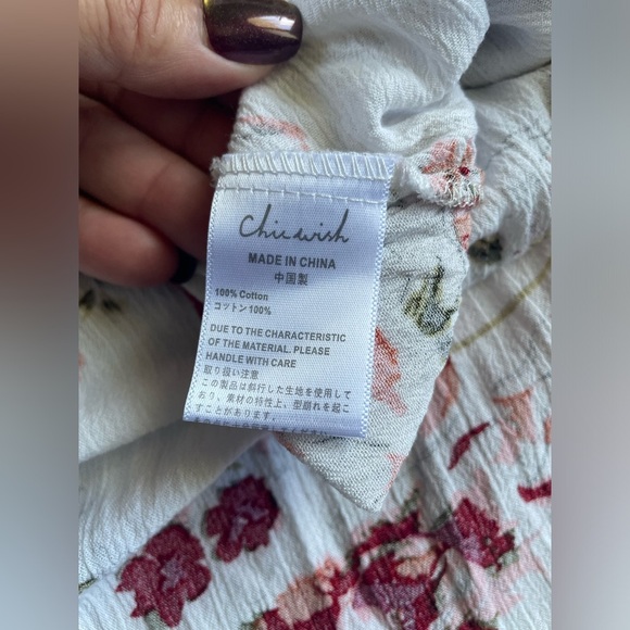 Chic Wish Floral V-Neck Tunic W/Crochet Detail, Size Small/Medium, Bohochic - Picture 15 of 16